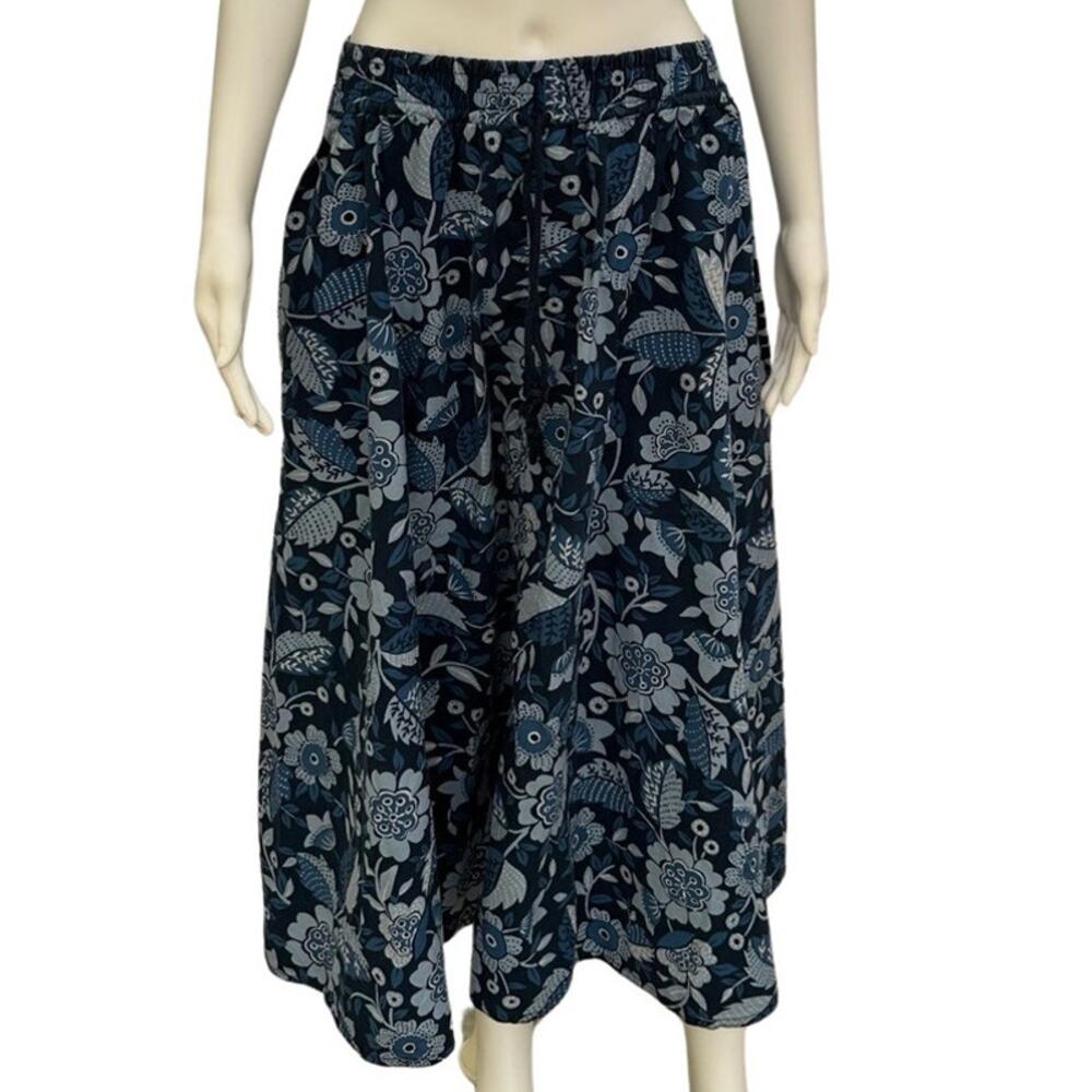 Liz Wear Vintage 80s Blue Floral Skirt Medium
